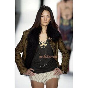 NWT Vivienne Tam vintage y2k deadstock runway macrame beaded mesh top